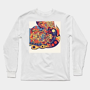 the lord pakal the mayan astronaut in ecopop wallpaper of space and folk Long Sleeve T-Shirt